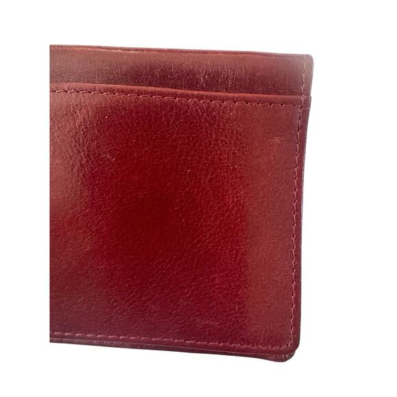 Vintage Fossil Checkbook Cover Card Holder Burgundy Leather Fold Wallet #5371 - Picture 2 of 8